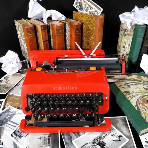 西洋古董olivettivalentine意大利情人节机械打字机红色正常打字机